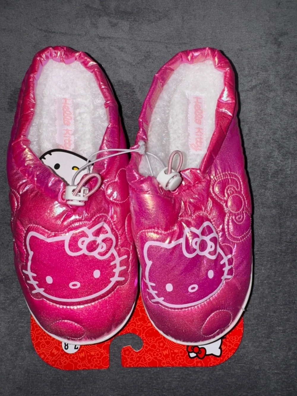 Hello Kitty-NWT Pink Metallic Slip-On Slippers Adult Size 7-8 - Picture 3 of 13